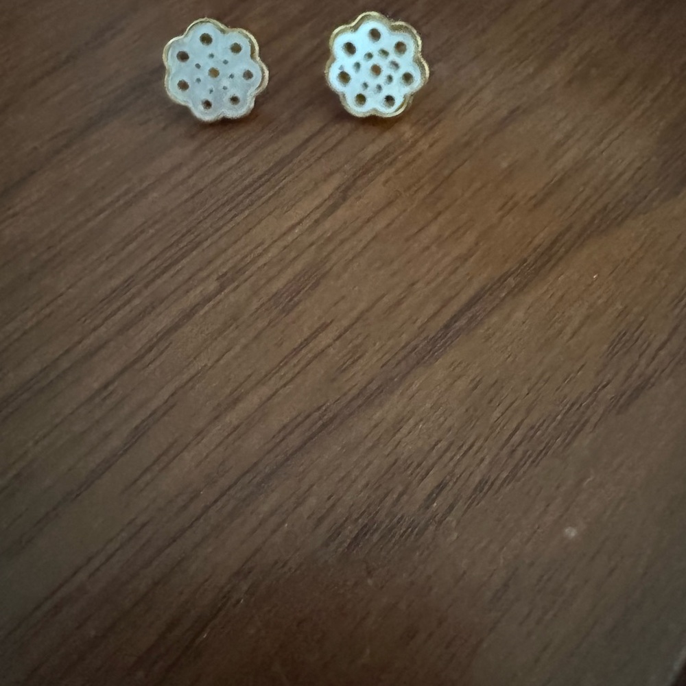 ASHA by Adm Elegant Gold and White Floral Stud Earrings